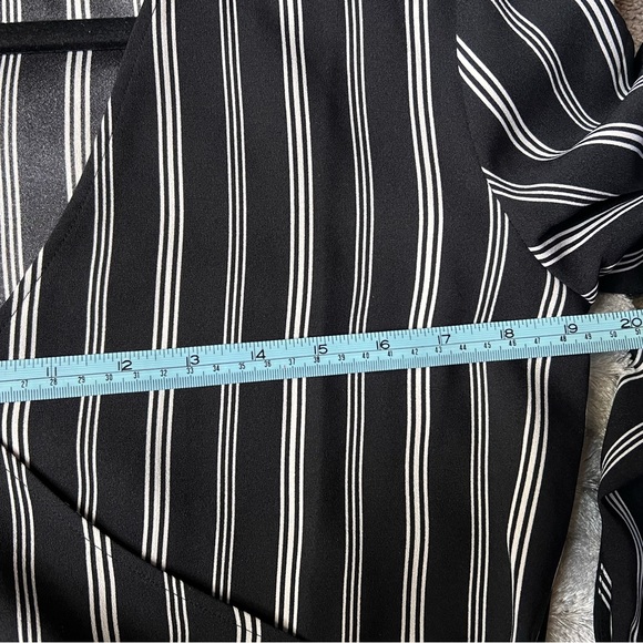 LOFT Striped Midi Black & White Wrap Dress, size S - Picture 10 of 10